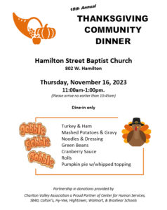 Image of the Thanksgiving Community Dinner Flyer